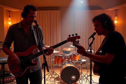 Band recording in the studio